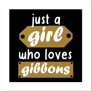 Girl gibbon women monkey animal design love Posters and Art